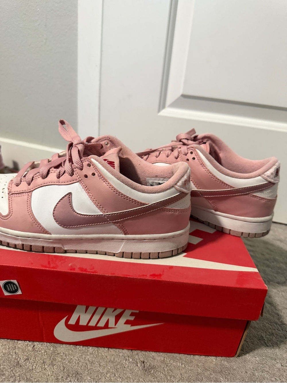 Nike Women's Pink and White Low-Top Sneakers - Picture 3 of 4